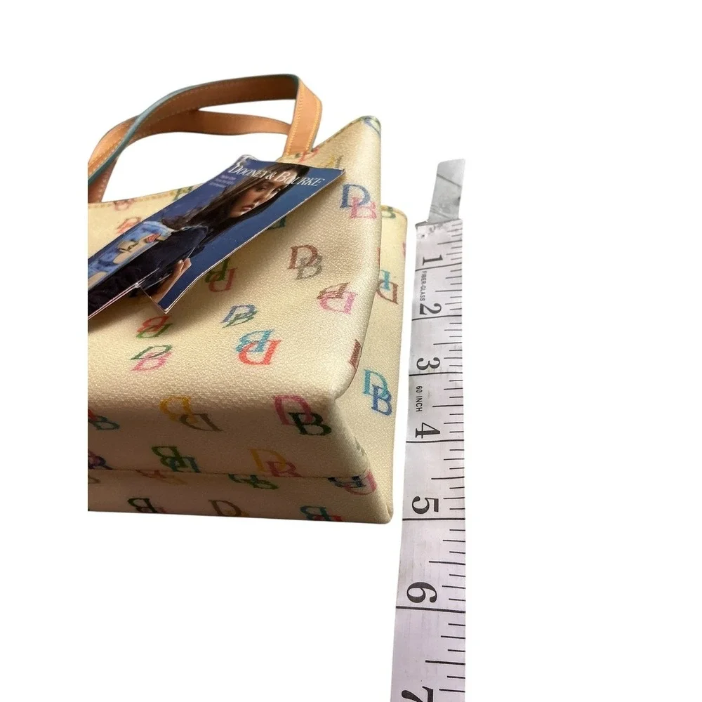 Dooney & Bourke‎ Tiny East/West Bag White Multi Color Monogram Mini Tote WI396